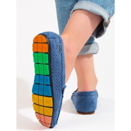 Mocassins de camurça bordados de mulher Shelovet azul 2