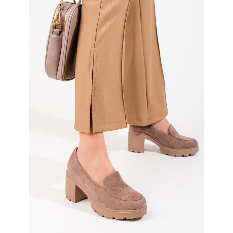 W. Potocki Sapatos de salto alto de camurça de mulher Potocki bege 1