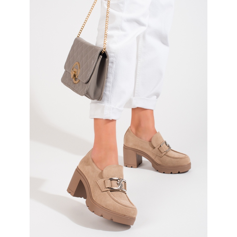 W. Potocki Sapatos de salto alto de camurça bege, Potocki 2