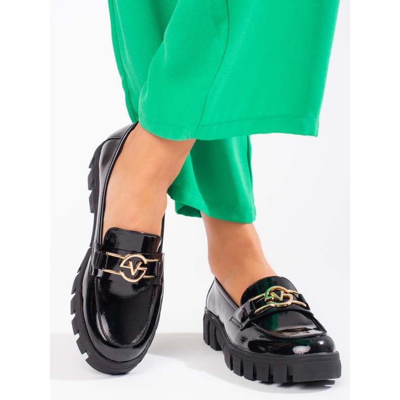 Mocassins plataforma lacados de mulher Vinceza pretos 1