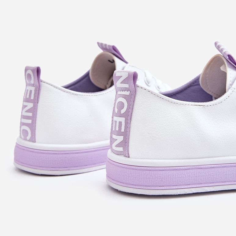 Tênis feminino clássico branco-roxo Ville 1