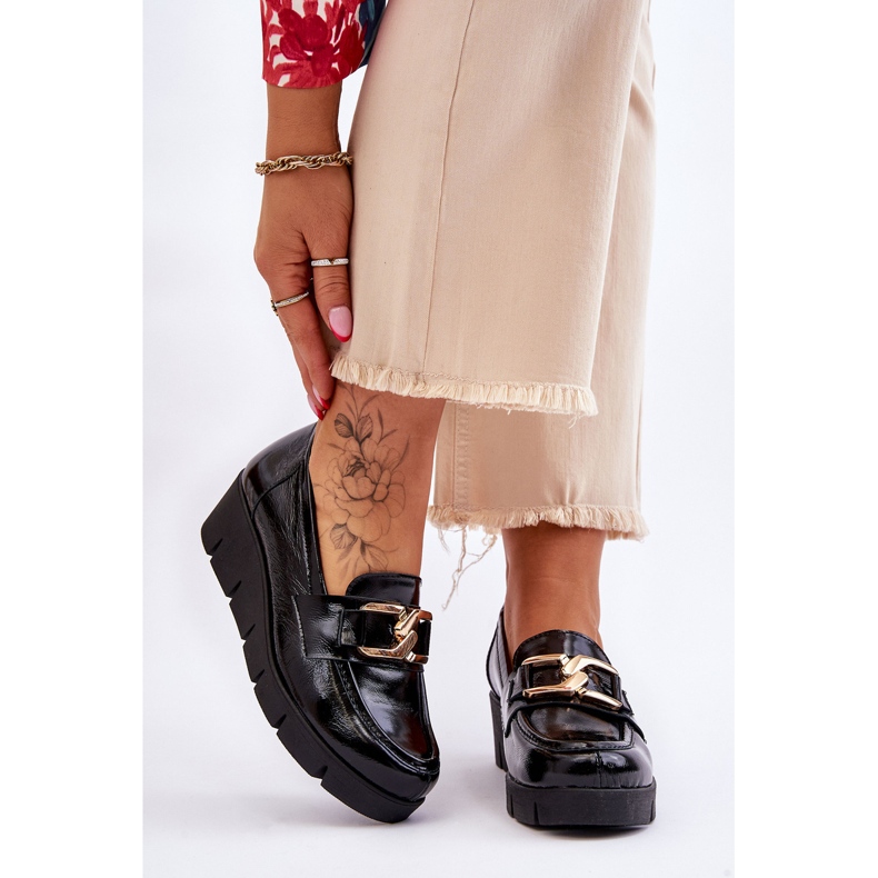 Lemar Mocassim preto Felicita Patente Wedge 1