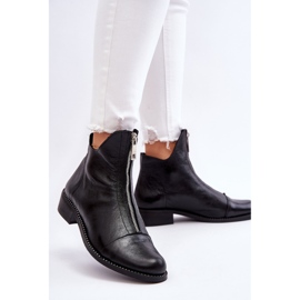 Botas de couro com zíper Nicole 2785/037 preta preto 2
