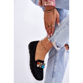 Mocassim feminino de camurça com cristais Lucille preto 2