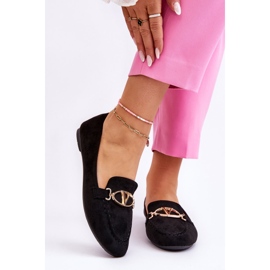 Vinceza Mocassim de camurça cana preta com elementos decorativos preto 1