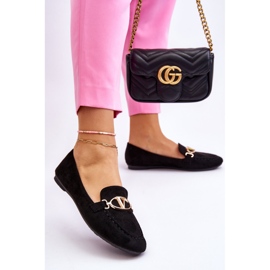 Vinceza Mocassim de camurça cana preta com elementos decorativos preto 2