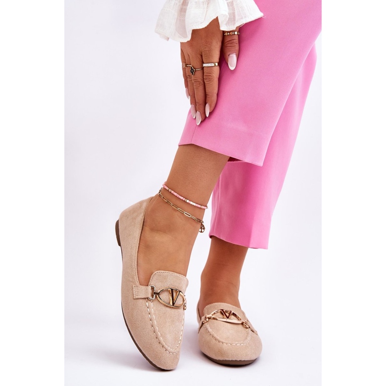 Vinceza Mocassim de camurça com elementos decorativos bege junco 1