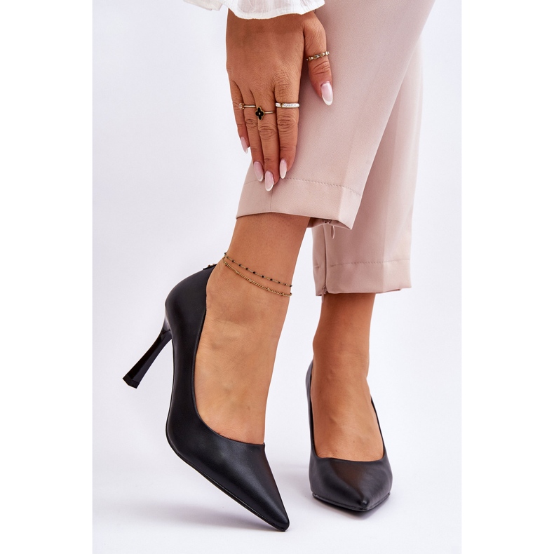 Vinceza Couro Clássico Salto Alto Preto Kelsey 1