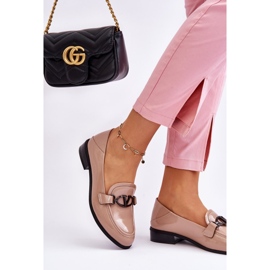 Vinceza Mocassins Salto Plano Marra Bege Patenteado 2