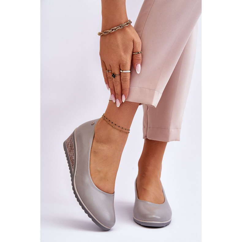 Vinceza Bombas de cunha clássicas cinza Graysen 1