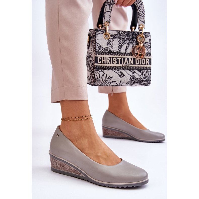 Vinceza Bombas de cunha clássicas cinza Graysen 2