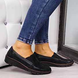 Sapatos femininos de couro, slip-on preto Helios 350 2