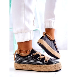 Tênis feminino trançado Big Star JJ274393 preto bege 4