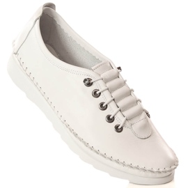 Sapatos de mulher elásticos em pele branco Artiker 52C0675 1