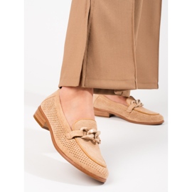 W. Potocki Mocassins de camurça bordados de mulher Potocki bege 2