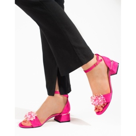 Sandálias de salto baixo rosa Shelovet de mulher 1