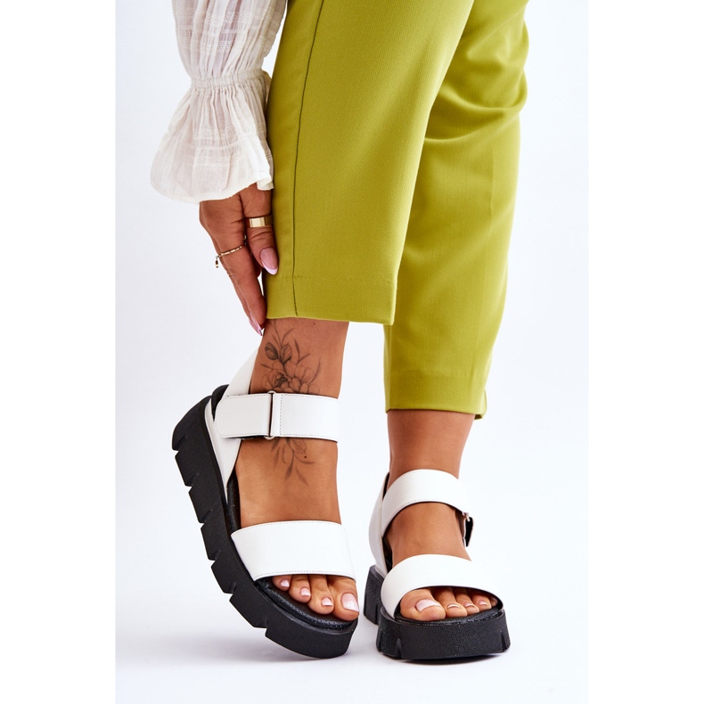 Vinceza Sandália feminina de couro com plataforma branca Katte branco 2