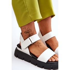 Vinceza Sandália feminina de couro com plataforma branca Katte branco 1