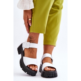 Vinceza Sandálias femininas rasas de couro branco Dean 1