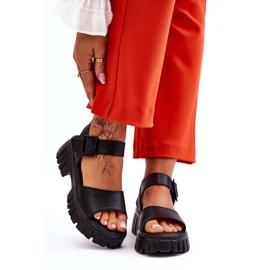 Vinceza Sandálias femininas rasas de couro pretas Dean preto 1