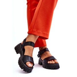 Vinceza Sandálias femininas rasas de couro pretas Dean preto 2