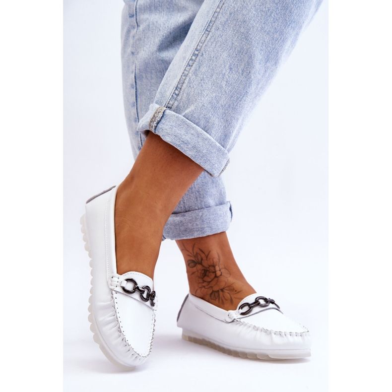 Vinceza Mocassins femininos confortáveis ​​de couro branco Miguel 2