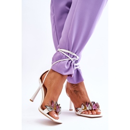 FS1 Sandálias amarradas em um salto alto com borboletas Delmar brancas branco 2 FS1 Sandálias amarradas em um salto alto com borboletas Delmar brancas branco 2