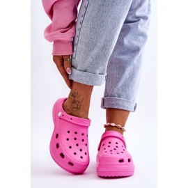 Chinelos femininos de espuma Crocs rosa escuro Colina 1