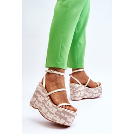 FS1 Sandálias de cunha da moda com estampas bege Claria castanho 2 FS1 Sandálias de cunha da moda com estampas bege Claria castanho 2