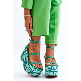 FS1 Sandálias de cunha da moda com estampas verdes Claria 1