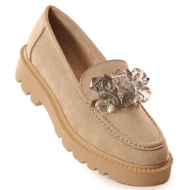 Sapatos Vinceza com cristais W 10863 JAN201A bege 1