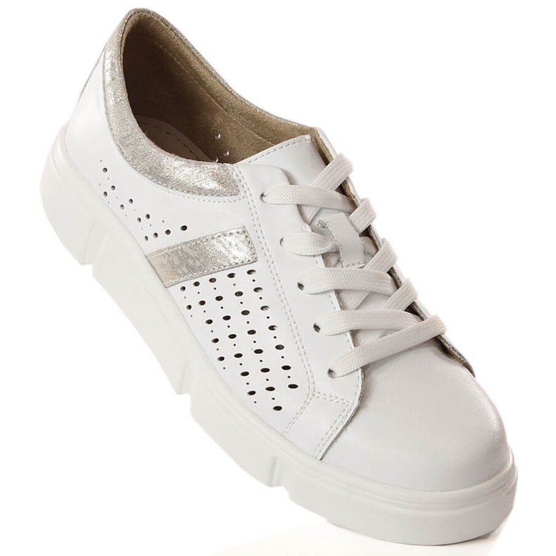 Sapatos desportivos em pele de mulher na plataforma branco Filippo DP4531 1