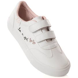Sapatos desportivos para menina com velcro branco Potocki PY16026 1