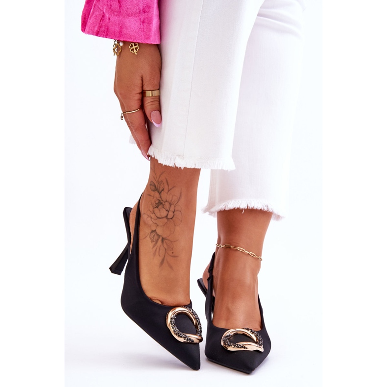 Alfinetes da moda com decoração e zircões Black Alexia preto 1