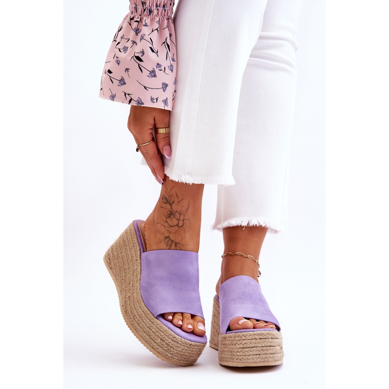 FS1 Chinelos femininos de cunha e plataforma roxos Ysabel 1