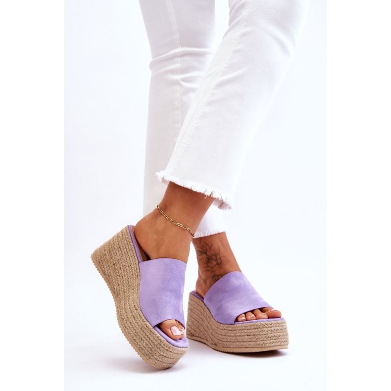FS1 Chinelos femininos de cunha e plataforma roxos Ysabel 2