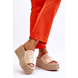 FS1 Chinelos femininos plataforma e cunha bege Ysabel 2