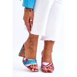 FS1 Chinelos femininos com salto estampado azul Adelise bege vermelho rosa 2 FS1 Chinelos femininos com salto estampado azul Adelise bege vermelho rosa 2