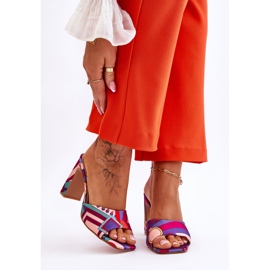FS1 Chinelos femininos de salto estampado roxo Adelise tolet multicolorido 2