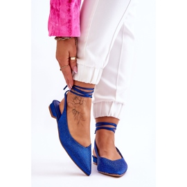 Bailarinas Mavis amarradas em azul com strass 1