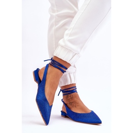 Bailarinas Mavis amarradas em azul com strass 2