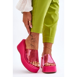 FS1 Chinelos femininos transparentes fúcsia Eliane rosa 1