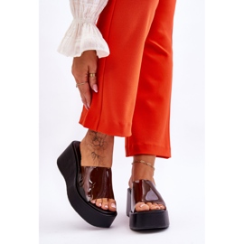 FS1 Chinelos Femininos com Cunha Transparente Preto Eliane 1