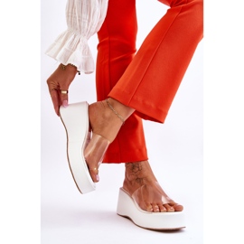 FS1 Chinelos Femininos com Cunha Transparente Branco Eliane 2