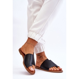 Evento Chinelos femininos de couro preto amite 2