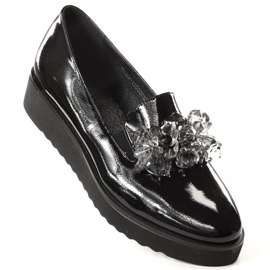 Brogues laqueados com cristais Vinceza W JAN198 preto 1 Brogues laqueados com cristais Vinceza W JAN198 preto 1