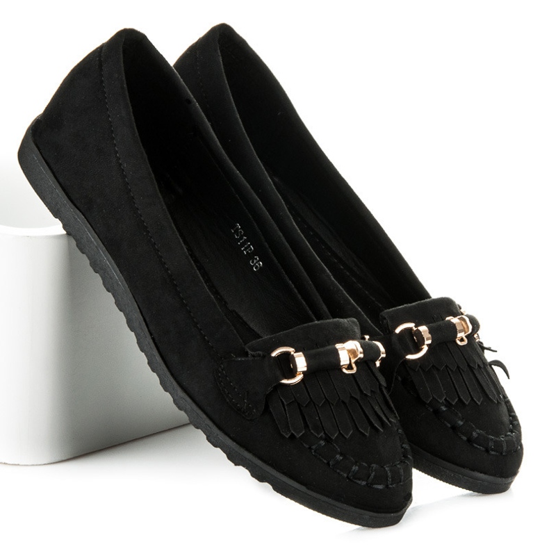 Seastar Mocassins com franjas preto 1 Seastar Mocassins com franjas preto 1