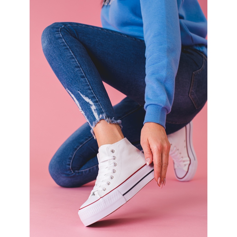 SHELOVET Tênis alto na plataforma branco 1