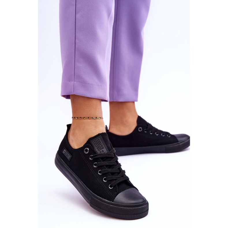 Tênis feminino de baixo material Big Star KK274009 preto 2