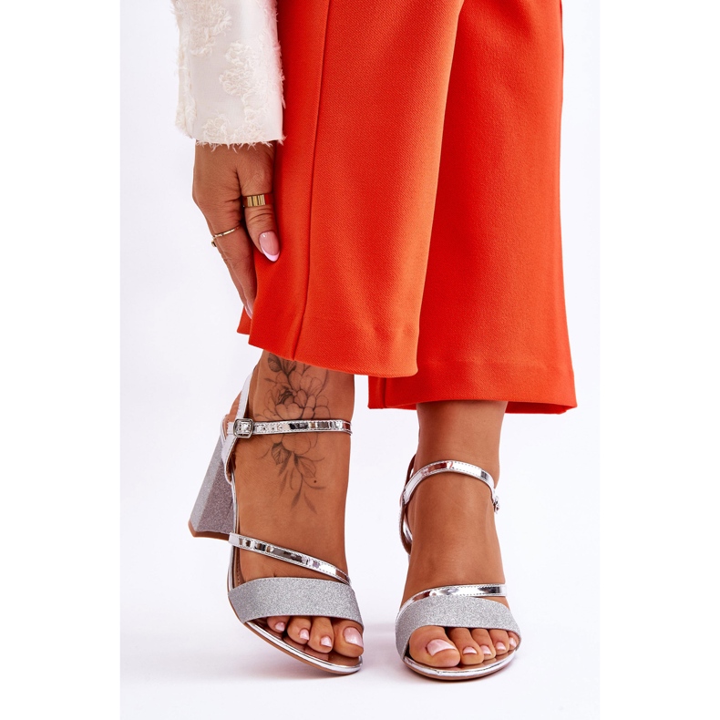 Vinceza Sandália de salto alto prata Alicia Glitter 1